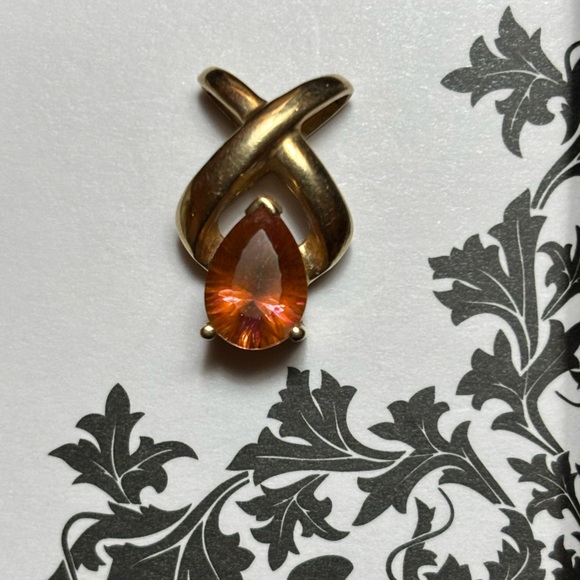 14k Gold Pear Oregon Sunstone Teardrop Pendant Necklace